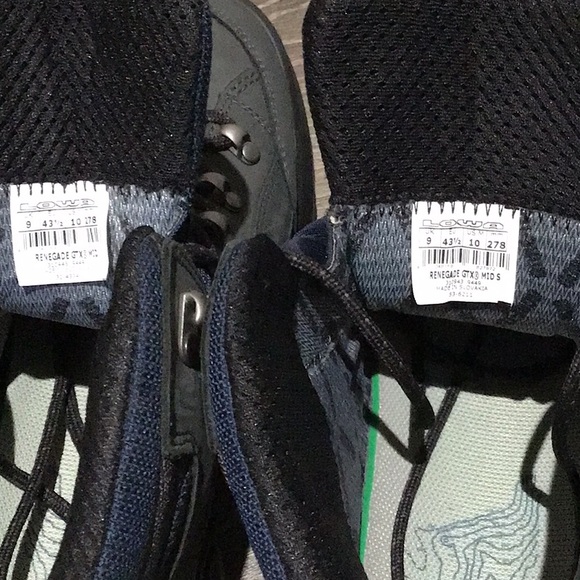Lowa Renegade GTX Mid Hiking Boots NWOT Sole Gore Tex Size 10” Dark Green /Blue - Picture 7 of 14